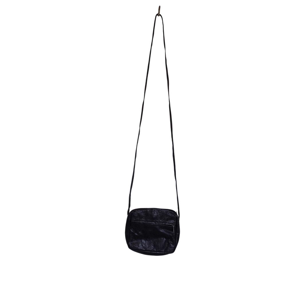 Vintage Barganza black leather crossbody bag handbag purse